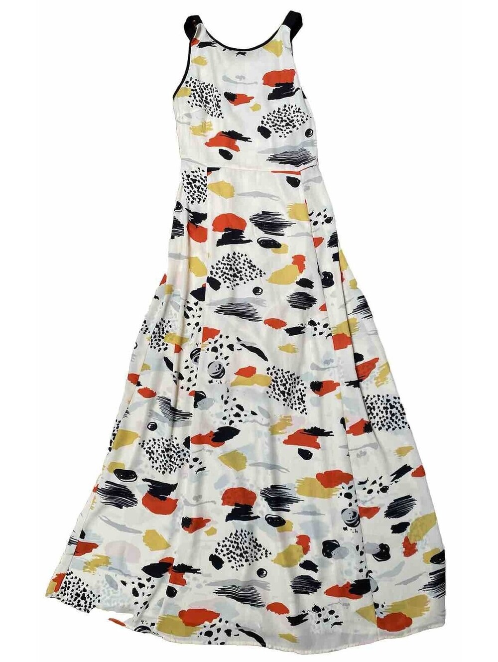 Harlyn Cream Artsy Maxi Small Black Paint Strokes Flowy Evening Dress Art 2 Wear